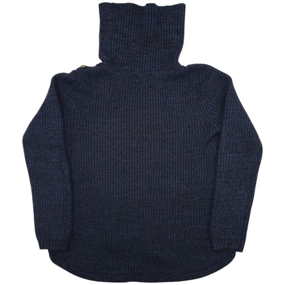 Style & Co Sweater Womens Medium Blue Cowl Neck Button Kangaroo Pocket Pullover - Picture 9 of 13